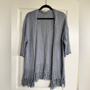 LOFT Lounge Short Sleeve Boho Cardigan Sweater Blue Sz Medium